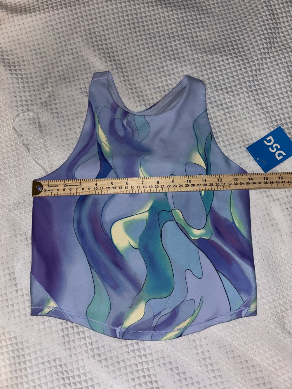 DSG Purple Lavender & Teal Marble-Print Crop Top